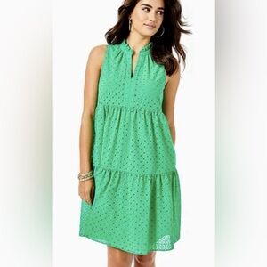 Lilly Pulitzer Green Novella Eyelet Sleeveless Dress